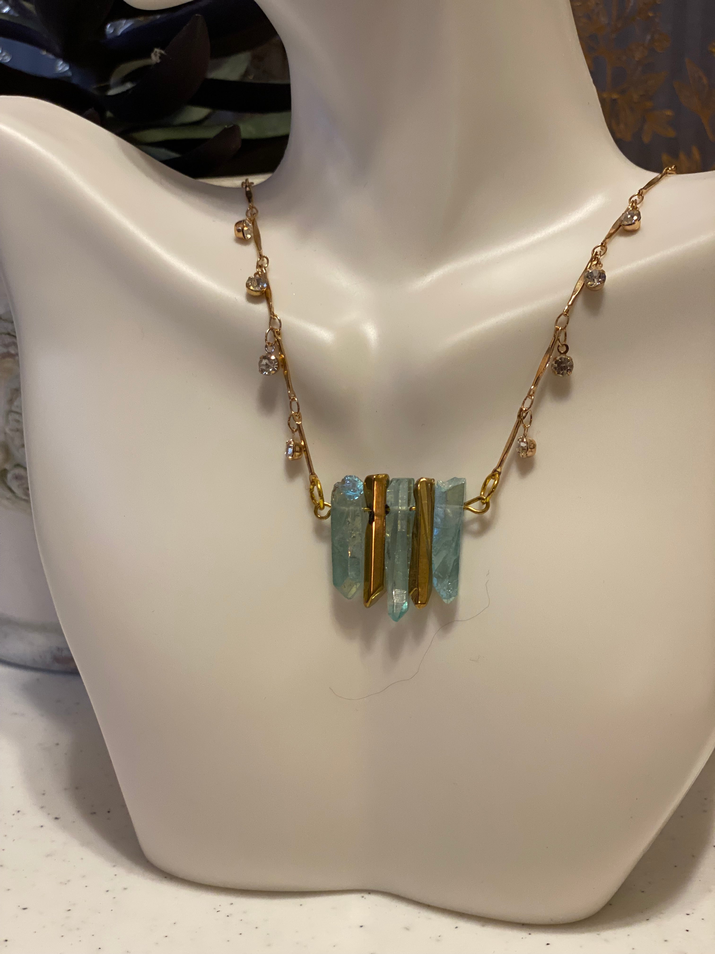 Crystal and hematite necklace