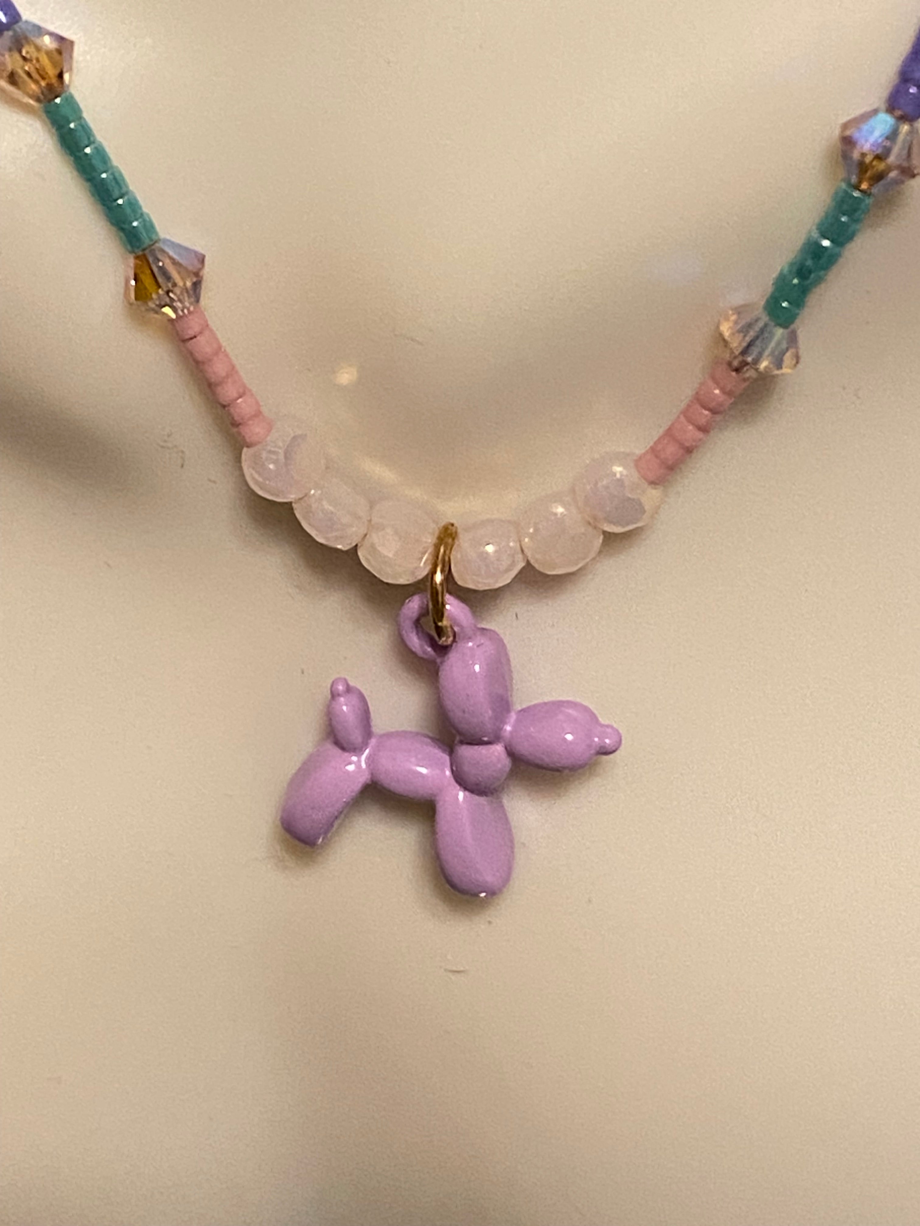 minimalist necklace with balloon dog charm