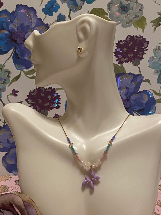 minimalist necklace with balloon dog charm