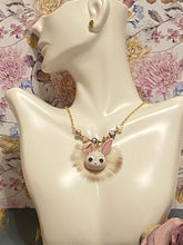 Load image into Gallery viewer, Easter bunny necklace with natural freshwater pearls, Easter necklace, Easter Basket Gift Jewelry, Easter Pendant, Easter Gift