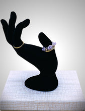 Load image into Gallery viewer, Beaded flower ring; gold ring; stacking rings; crystal ring; interchangeable ring; trending rings; fashion; rings; boho jewelry